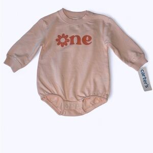 Carter’s Onesie Long Sleeve One Year Flower Pink SZ 12 months NWT